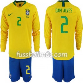 Fußballtrikots Brasilien Dani Alves 2 Kinder Heim Trikotsatz WM 2018 Langarm